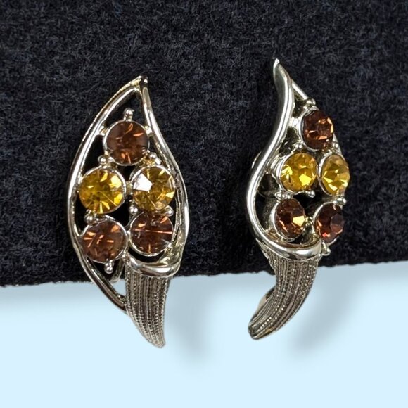 V. Coro Orange & Brown Swoop Earrings - Picture 6 of 6